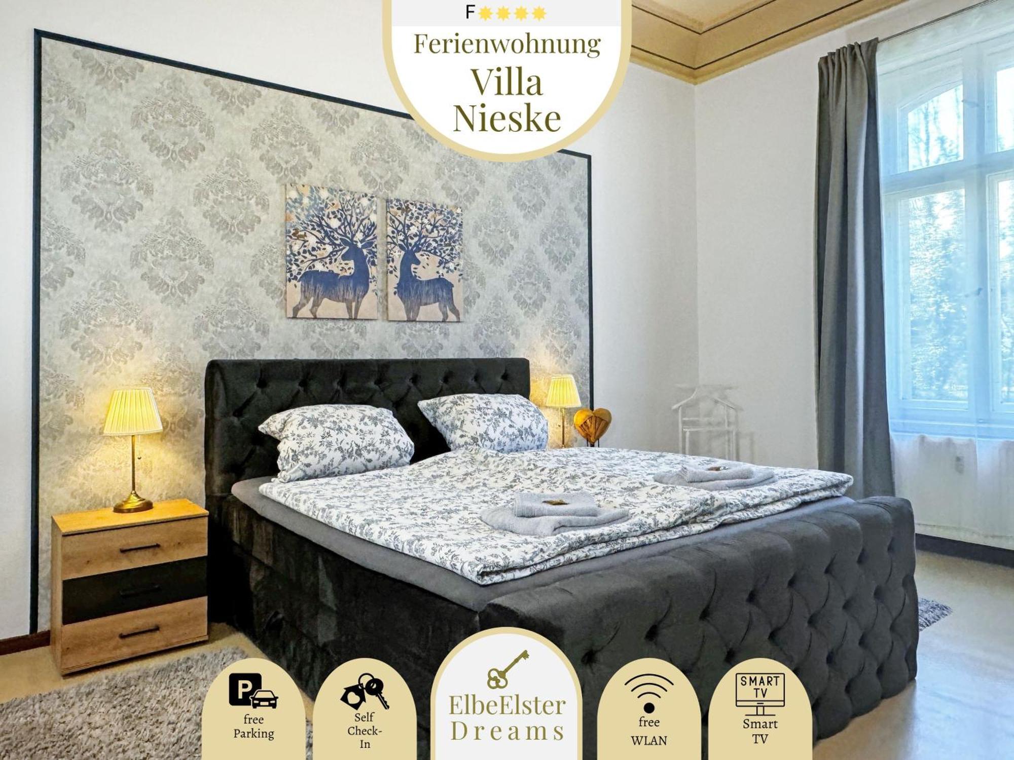 Ferienwohnung Villa Nieske - Jugendstil Denkmal, Free Wlan & Parken, Self Check-In, Smart-Tv Herzberg  Eksteriør billede